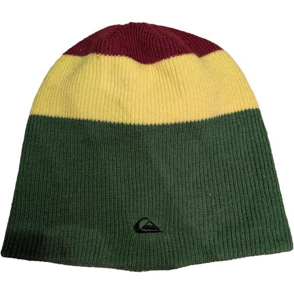 Quiksilver Green Yellow Red Beanie Size M - Picture 1 of 3